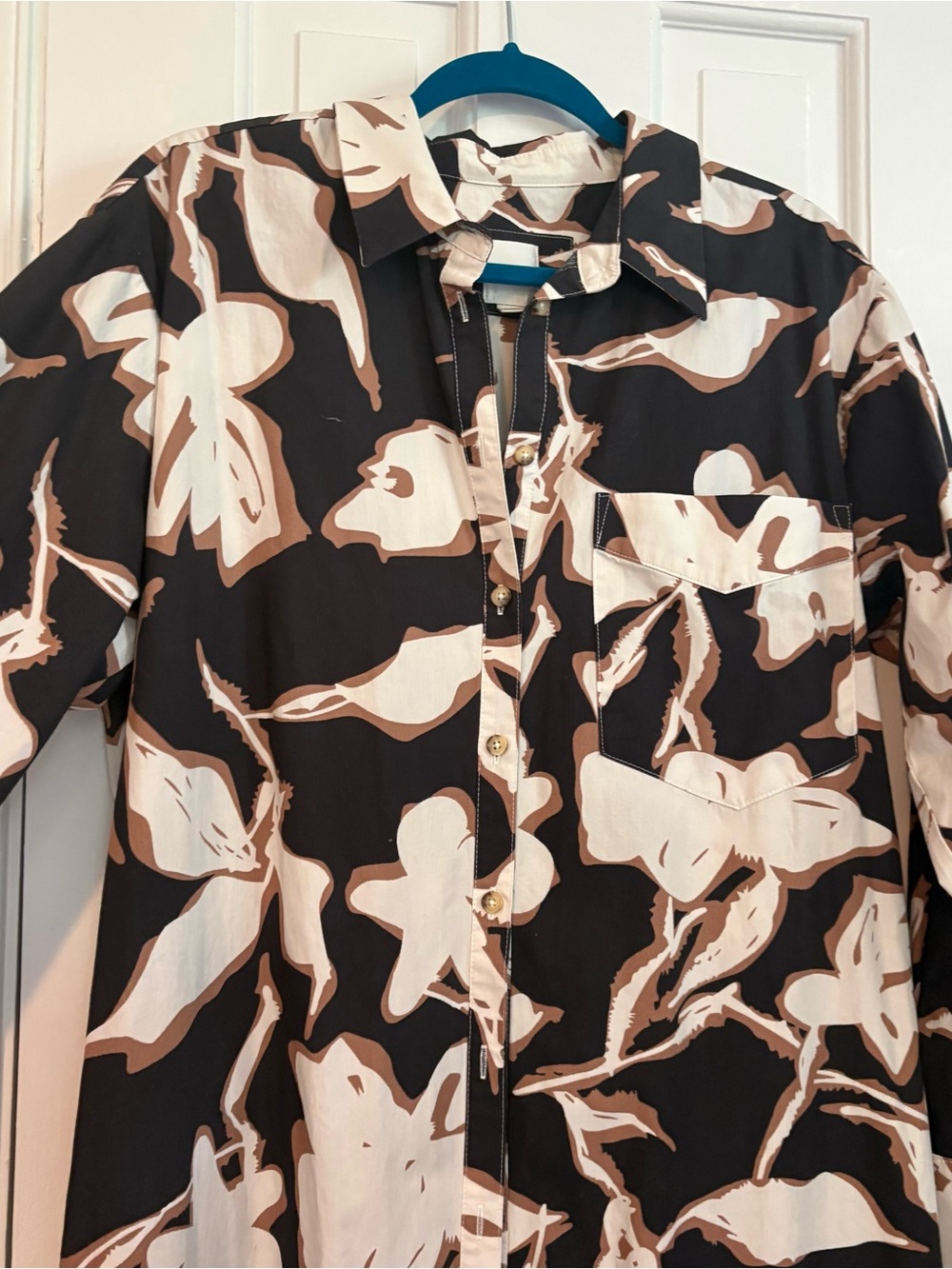 Maeve by Anthropologie Soren Long-Sleeve Shirt Dress Black Floral - Large - Picture 7 of 12